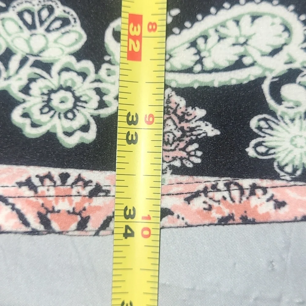 Midi Sundress Black White Pastel Peach Geometric Print w Tie V Neck Keyhole EUC